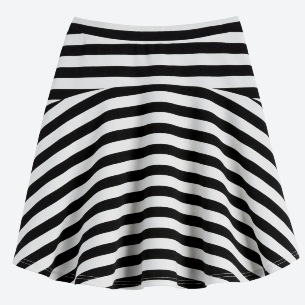 Pixley Black and White A-Line Knee-Length Skirt